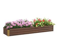 Outsunny Carré Potager rectangulaire, lit de Jardin surélevé en Acier galvanisé, Fond Ouvert, jardinière avec Coins de Protection, 240 x 60 x 30 cm, Brun foncé
