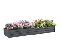 Outsunny Carré Potager rectangulaire, lit de Jardin surélevé en Acier galvanisé, Fond Ouvert, jardinière avec Coins de Protection, 240 x 60 x 30 cm, Gris foncé