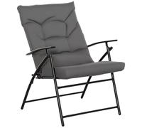 Outsunny Chaise de Camping Chaise de pêche Pliante et Portable, Dossier Haut, Coussin rembourré et Amovible, pour randonnée, pêche, Plage et Pique-Nique, 65 x 65 x 94 cm, Gris