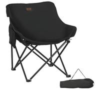 Outsunny Chaise de camping pliante – Sac de transport, pochette latérale, ultra légère – Noir