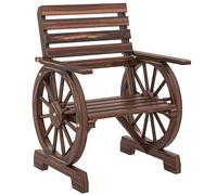 Outsunny Chaise de Jardin en Bois, Style Roue de Chariot, Siège Large à Lattes, Dossier Incliné, 66x55x90cm, Finition Carbonisée