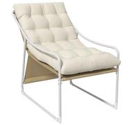 Outsunny Chaise de Jardin Fauteuil d'extérieur avec Coussin Cadre en Acier pour Balcon, terrasse, Jardin dim. 62L x 110l x 88H cm Beige