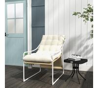 Outsunny Chaise de jardin fauteuil d'extérieur avec coussin cadre en acier pour balcon, terrasse, jardin beige