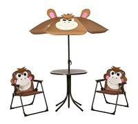 Outsunny Chaise de pique-nique et table pour enfants, mobilier de jardin pliable avec motif singe, amovible et réglable, pour enfants de 3 à 6 ans - Marron