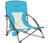 Outsunny - Chaise de plage pliante - 2,2 kg, dossier maille, sac de transport, porte-gobelet - Bleu