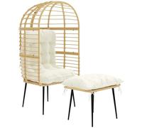 Outsunny Chaise Jardin Tabouret rotin PE Forme d'œuf métal Beige