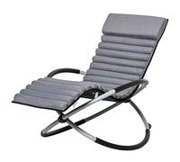 Outsunny Chaise Longue à Bascule Pliable Rocking Chair Matelas Gris Noir