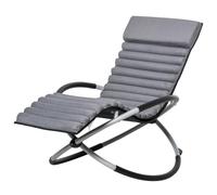 Outsunny Chaise Longue à Bascule Pliable Rocking Chair Matelas Gris Noir | Design Contemporain, Revêtement Aspect Daim, Métal Textilène