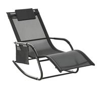 Outsunny Chaise Longue à Bascule Rocking Chair Ergonomique Noir