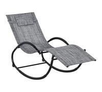 Outsunny Chaise Longue à Bascule Transat de Jardin Extérieur Tétière Gris | Ergonomique, Bain de Soleil, Rocking Chair, Textilène, Utilisation Intérieure