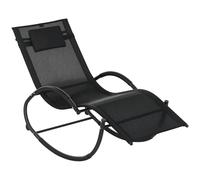 Outsunny Chaise Longue à Bascule Transat de Jardin Extérieur Tétière Noir