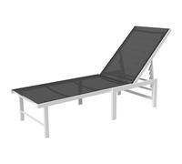 Outsunny Chaise Longue avec Dossier Réglable sur 5 Niveaux, en Acier et Textilène, 60x166x84 cm, Blanc et Gris