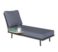 Outsunny Chaise Longue de Jardin Bain de Soleil Étagère Latérale Gris | Coussins Lavables en Oléfine, Cadre en Métal, pour Jardin et Terrasse