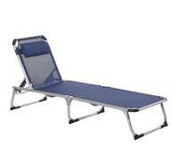 Outsunny Chaise Longue Pliante pour l'extérieur avec Appui-tête, Chaise Longue de Jardin avec Dossier réglable en Aluminium 60x165x76cm Bleu foncé