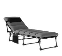 Outsunny Chaise longue jardin extérieur, Bain de soleil Pliable, dossier inclinable sur 5 positions, 200 x 57 x 38 cm, gris Foncé