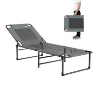 Outsunny : Chaise Longue Pliable avec Dossier inclinable à 4 Positions, Chaise de Jardin avec Assise Respirante en textiline, poignées, pour la Plage, la Piscine et Le Jardin, 175 x 58 x 68 cm, Gris