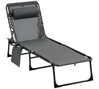 Outsunny Chaise Longue Pliable Dossier Inclinable 187x58x36cm Gris