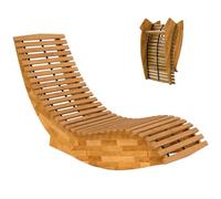 Outsunny Chaise longue pliable en bois d'acacia - Ergonomique - Avec design à lattes en forme de S - Charge maximale : 120 kg - Pour jardin, balcon, cour, terrasse - 60 x 156 x 77 cm