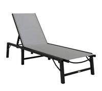 Outsunny Chaise Longue Pliante 5 Positions réglable Gris Clair