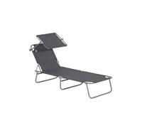 Outsunny Chaise Longue Pliante Chaise Longue De Jardin Avec Protection Solaire Gris 187 X 58 X 36 Cm Multicolore