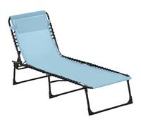 Outsunny Chaise Longue Pliante, Chaise Longue de Jardin extérieure inclinable en 4 Positions avec Appui-tête et Structure en Acier, Charge maximale 120 kg, pour terrasse, Piscine, Plage, 189 x 58 x