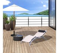 Outsunny Chaise Longue Relax Blanche Dossier Ajustable avec Coussin Confort pour Extérieur | Aosom France