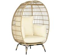 Outsunny Chaise Panier en rotin avec Coussin d'assise 105x90x148 cm Kaki