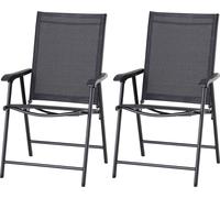 Outsunny Chaise pliante avec accoudoirs - Lot de 2 - Noir - 58L x 64P x 94H cm