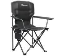 Outsunny Chaise Pliante Camping, Siège Rembourré, Porte-Gobelets, Noir | Chaise de Pêche Portable, Poches Latérales et Sac de Transport, Fauteuil Pliant pour Randonnée, Pêche, Plage et Pique-Nique