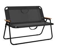 Outsunny Chaise Pliante d'extérieur 2 Places Chaise de Camping Tissu en Maille Cadre en Acier dim. 108L x 65l x 73H cm Noir