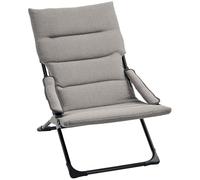 Outsunny Chaise Pliante extérieur, Chaise Pliante Camping avec Coussin rembourré Amovible et accoudoir, Chaise de Jardin Pliante pour Patio, terrasse, arrière-Cour, Gris