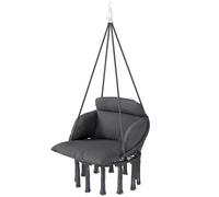Outsunny Chaise suspendue avec grand coussin rembourré hamac fauteuil suspendu à franges kit de suspension 80 x 60 x 40 cm gris foncé