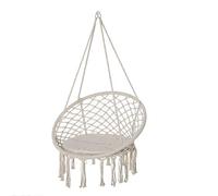 Outsunny Chaise Suspendue Chaise Suspendue Ronde Ø60 cm Hamac Chaise balançoire avec Coussin et Corde en Coton Intérieur et extérieur 80x80x42 cm Beige