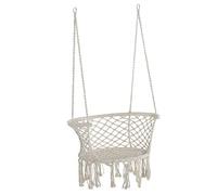 Outsunny Chaise Suspendue hamac de Voyage Portable dim. 80L x 60l x 36H m macramé Coton Polyester Beige