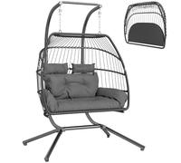 Outsunny Chaise Œuf Suspendue Double Pliable 260 kg Gris Foncé