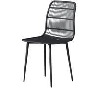 Outsunny Chaises de repas extérieures lot de 4, chaises de jardin avec dossier fendu, Noir
