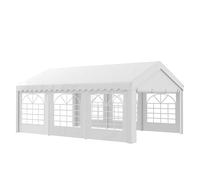 HomCom Tente de réception 6 x 4 x 2,8 m 4 parois amovibles, portes zippées PE 180 g/m² Blanc