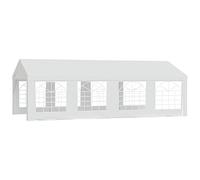 Outsunny Chapiteau Barnum Tente Barnum tonnelle de réception chapiteau de Jardin 8 x 4 x 2,8 m polyéthylène 8 fenêtres et Acier galvanisé Robuste Blanc