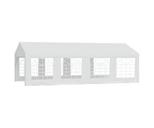 Outsunny Chapiteau Barnum Tente Barnum tonnelle de réception chapiteau de Jardin 8 x 4 x 2,8 m polyéthylène 8 fenêtres et Acier galvanisé Robuste Blanc