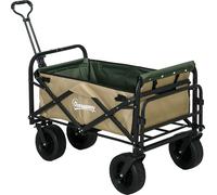 Outsunny Chariot à bras Chariot de transport pliable, chariot de transport avec poignée, chariot de plage, chariot de jardin avec sac de transport, charge max. 100 kg, Oxford, Kaki
