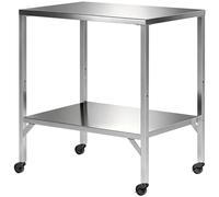 Outsunny Chariot de Barbecue Table de Préparation Extérieur avec Plan de Travail et Roulettes Acier Inoxydable 85x60x92cm Argenté