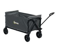 Outsunny Chariot de Camping Pliable et Compact avec poignée réglable pour Jardin, Plage, pêche, 120 L, Gris