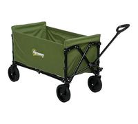 Outsunny Chariot de Camping Pliable et Compact avec poignée réglable pour Jardin, Plage, pêche, 120 L, Vert