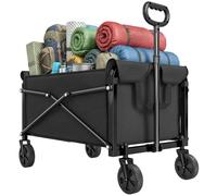 Outsunny Chariot de Festival 81L sur Roues Pliant Jardin 50kg Noir | Compact, robuste, pliable, chariot pliant, poignée réglable, poignée de transport, pour camping, shopping