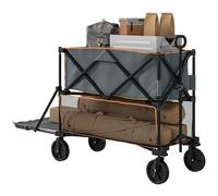 Outsunny Chariot de Festival Pliable à Double étage sur Roues, capacité de 200 kg et 350 l, Chariot de Festival avec Extension de 134 cm pour Camping, Sport, Shopping, Jardin et Plage, Gris