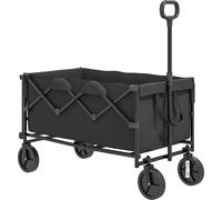 Outsunny Chariot de jardin 100 kg pliable Chariot de transport étendu avec bâche amovible Poignée Roues Noir