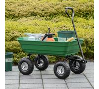 Outsunny Chariot de Jardin 100L Charge 250 kg, 4 Roues pneumatiques Remorque à Main pour Extérieur 108 x 52 x 100 cm Acier vert