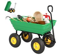 Outsunny Chariot de jardin à main Benne basculante 75° 75L Charge 200 kg 4 pneus Jaune/Vert