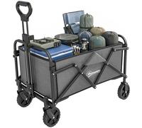 Outsunny Chariot de Jardin Charrette de Transport Pliable Tout-Terrain 66L Charge 68kg Poignée Réglable 81 x 45 x 89 cm Gris