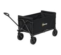 Outsunny Chariot de Jardin de 120L Pliable avec Panneau Ouvrant, en Acier et Polyester, 90x48x62 cm, Noir